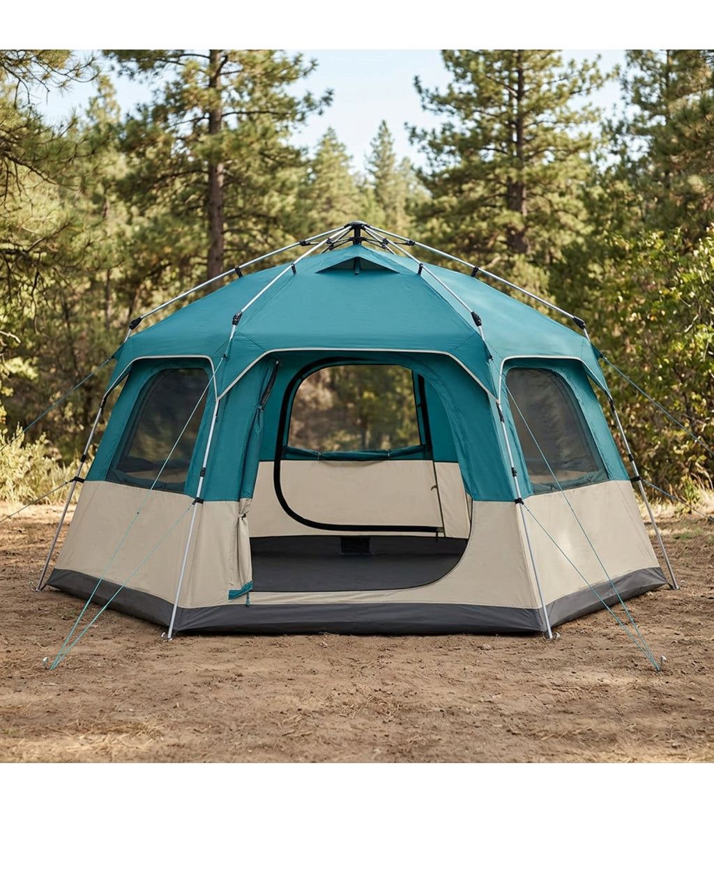 Skvhg Four Person Hexagonal Hub Tent Teal Sand - Lifestyle view